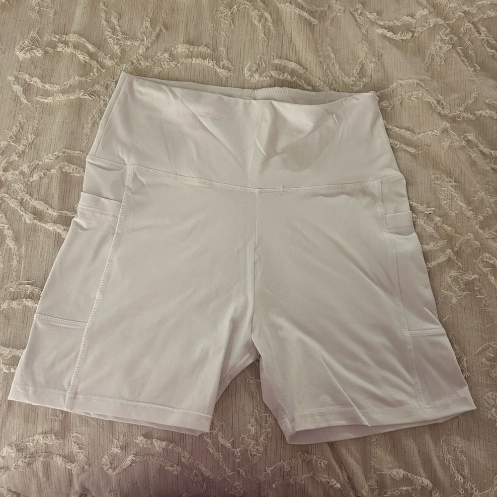 LAST CHANCE Women's White Biker Shorts